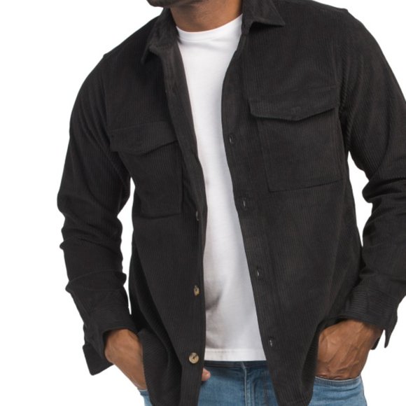 ESSEX CROSSING Black Super Soft Corduroy Lightweight Shirt Jacket - Picture 1 of 2